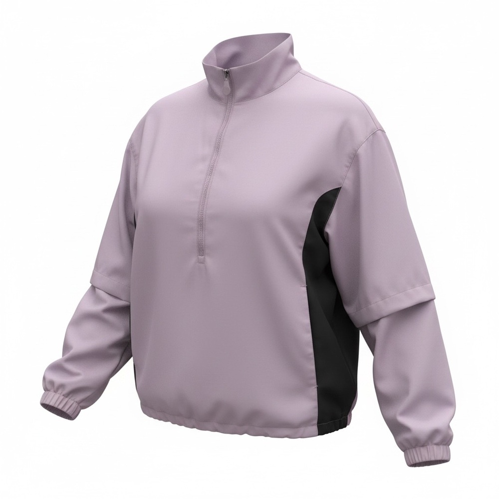 Lavender and Black Women's half zip windbreaker activewear pullover - Picture 4 of 8
